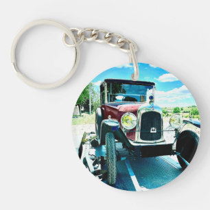 Old Citroen Car on A Trailer in France Key Ring