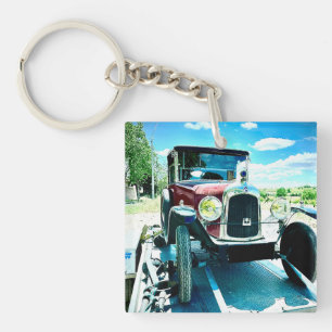 Old Citroen Car on A Trailer in France Key Ring
