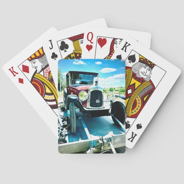Old Citroen Car on A Trailer in France Playing Cards (Back)
