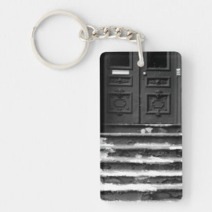 Old City Door and Staircase Worn Paint Stairs Key Ring