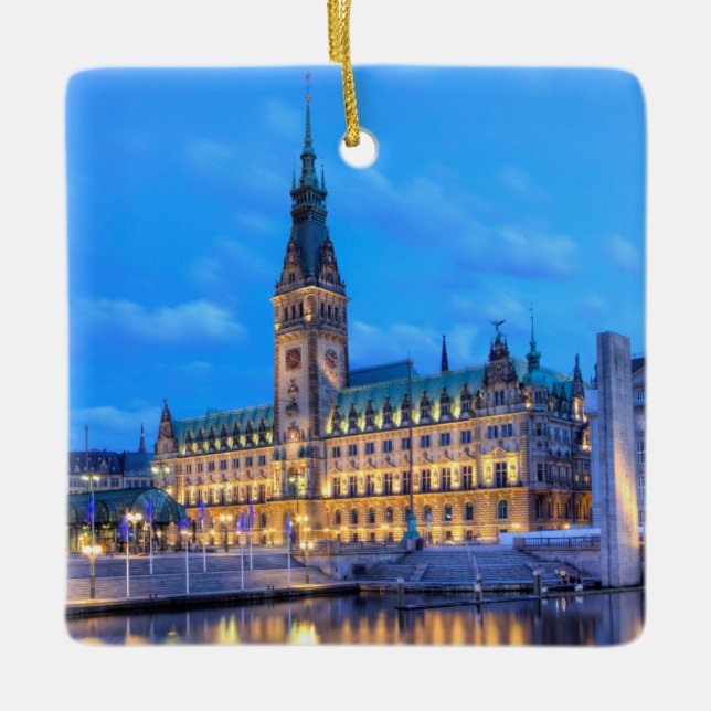 Old City Hall on Rathausmarkt in Hamburg, Germany Ceramic Ornament (Front)