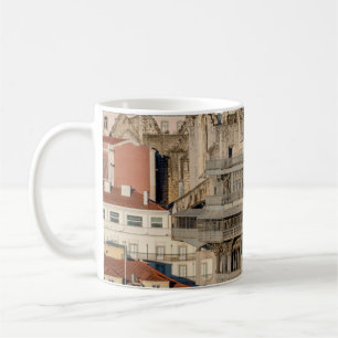 Old city of Lisbon with view tower and church ruin Coffee Mug