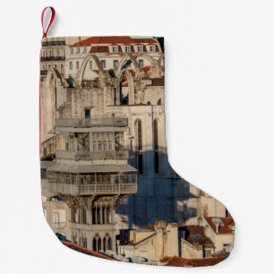 Old city of Lisbon with view tower and church ruin Small Christmas Stocking