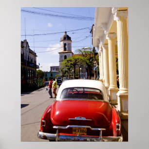 Old classic American auto in Guanabacoa a town Poster