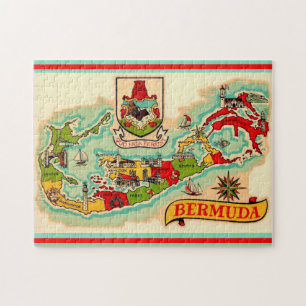 Old Classic Bermuda Map 11x14 Jigsaw Puzzle