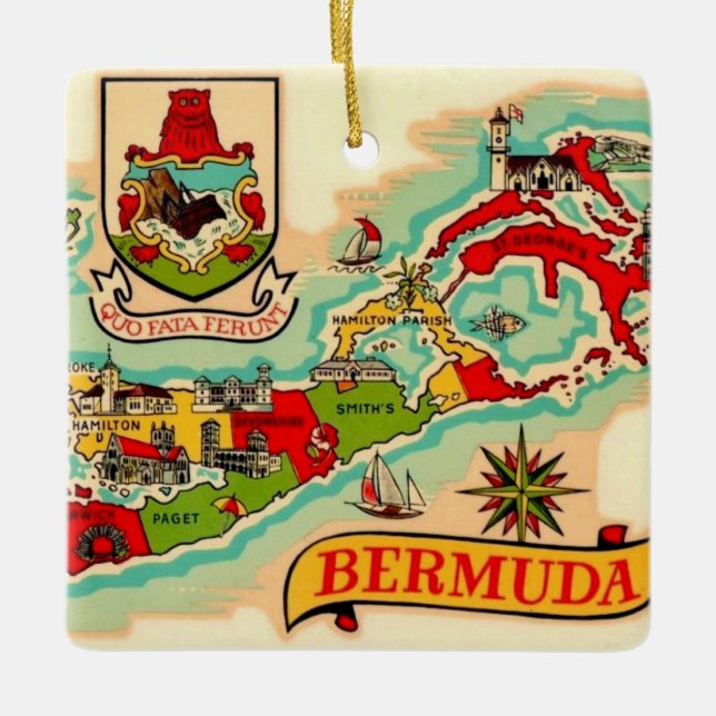 Old Classic Bermuda Map Ceramic Ornament (Front)