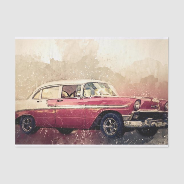 Old Classic Car Decoupage Tissue Paper (Front)