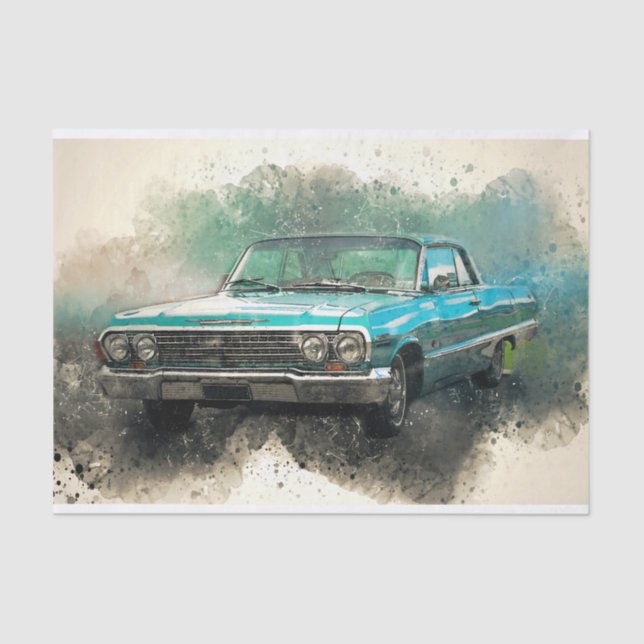 Old Classic Car Decoupage Tissue Paper (Front)