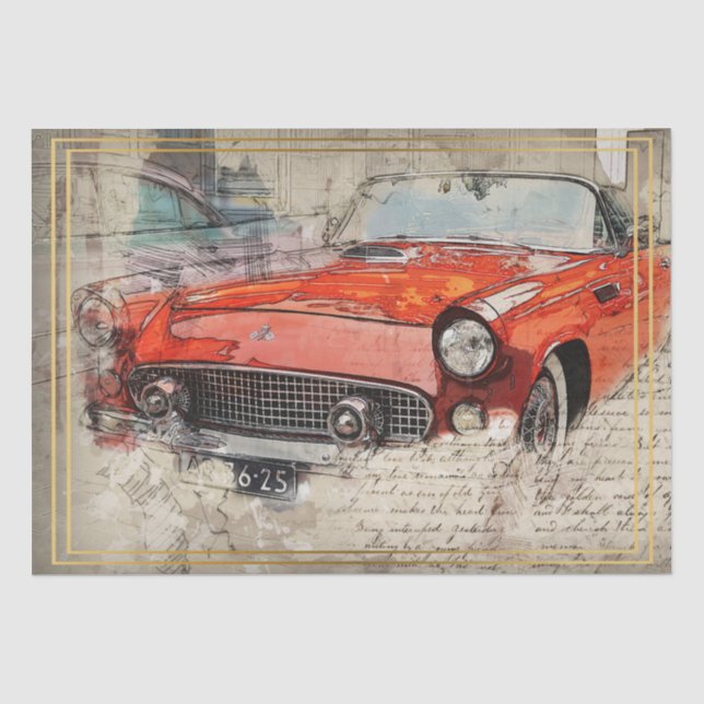 Old Classic Car Decoupage Tissue Paper (Front)
