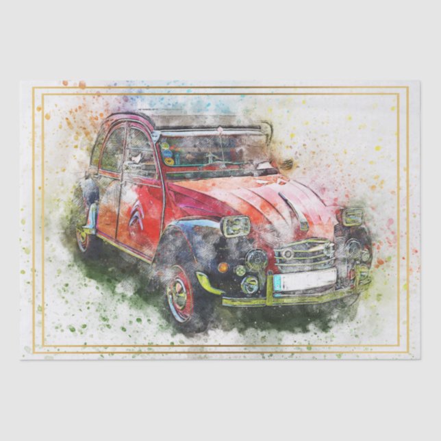 Old Classic Car Decoupage Tissue Paper (Front)