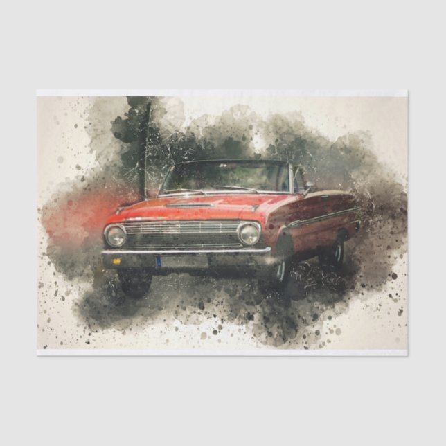 Old Classic Car Decoupage Tissue Paper (Front)