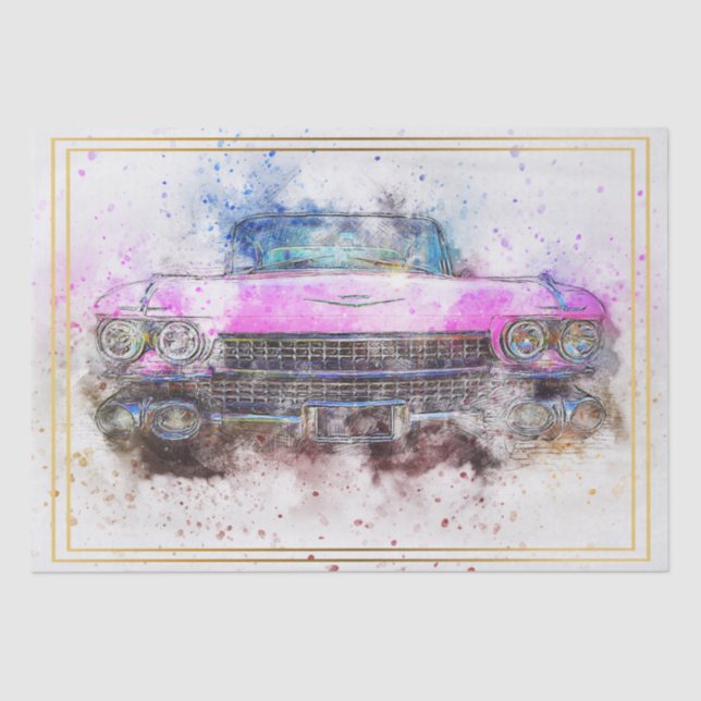 Old Classic Chevrolet Car Watercolor Decoupage Tissue Paper (Front)