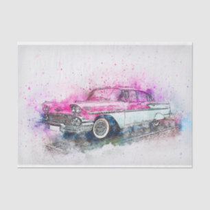 Old Classic Chevrolet Car Watercolor Decoupage Tissue Paper