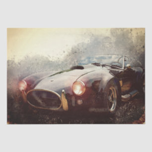 Old Classic Cobra Sports Car Watercolor Decoupage Tissue Paper