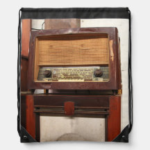 old classic radio made of wood