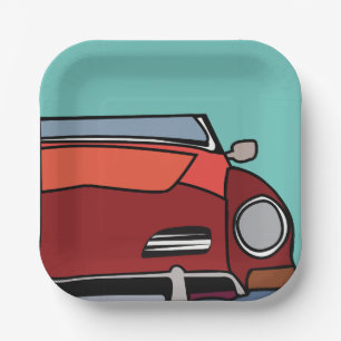 Old Classic Vintage Car Birthday Paper Plate