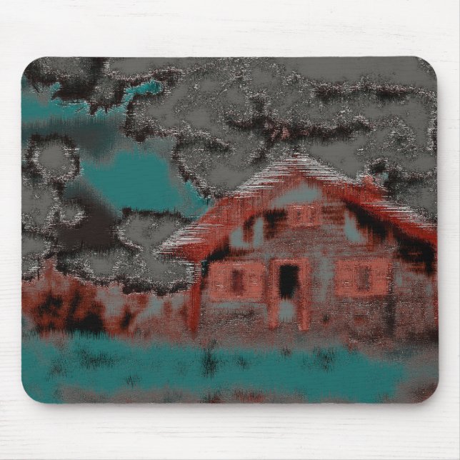 Old clay house with drizzled motion, under clouds  mouse mat (Front)