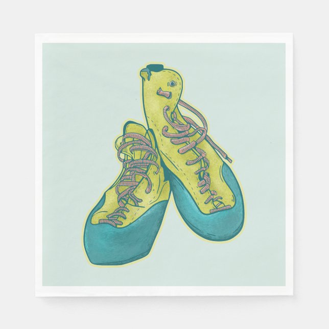 Old climbing shoes rock climbing napkin (Front)