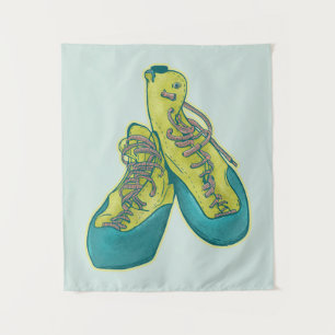 Old climbing shoes rock climbing tapestry