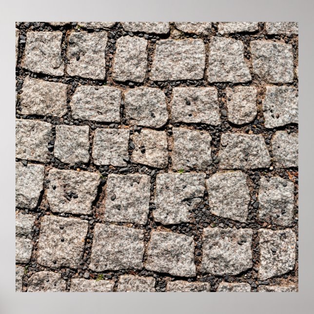 Old cobble stone pattern at the streetabstract,anc poster (Front)