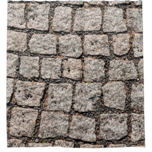 Old cobble stone pattern at the streetabstract,anc shower curtain