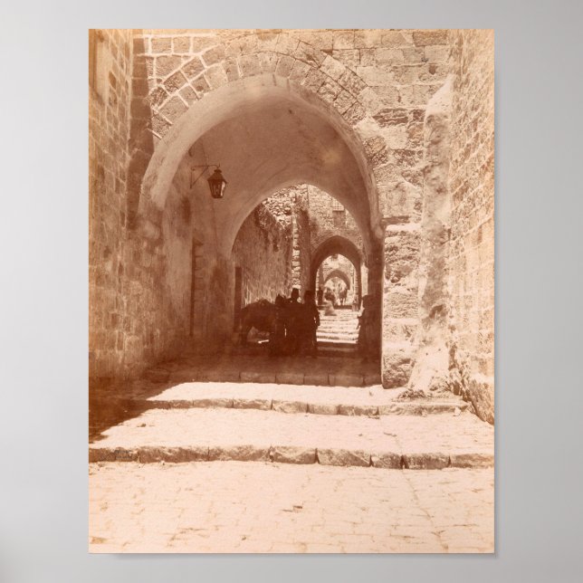 Old cobblestone alley in Jerusalem Poster (Front)