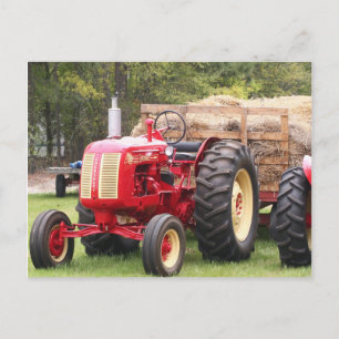 Old Cockshutt Tractor With A Hay Wagon Postcard