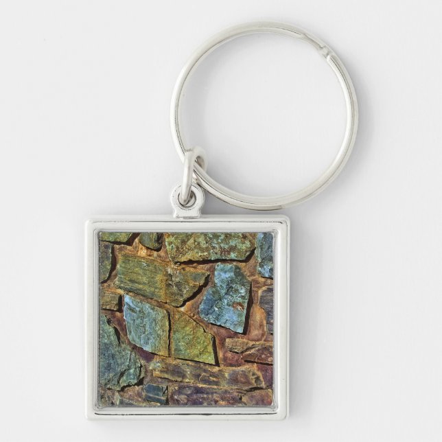 Old colourful stone wall texture key ring (Front)
