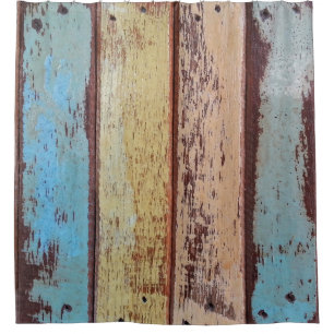 Old colourful wooden background abstract,backgroun shower curtain