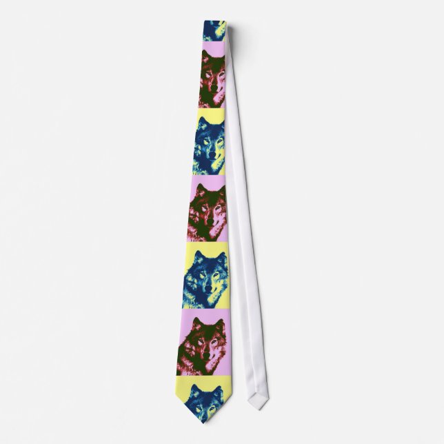 Old Comic Dot Style Pop Art Wolf Neck Ties (Front)