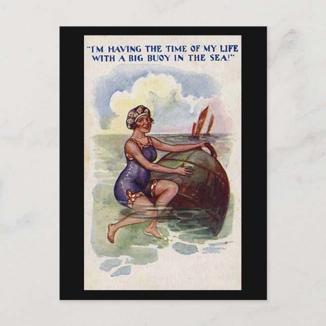 Old Comic Postcard - Fun with a big Buoy (Front)