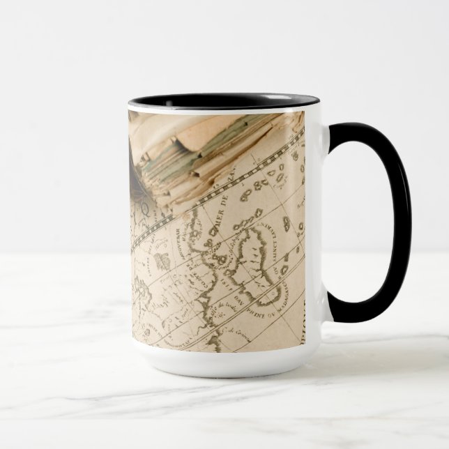 Old Compass Over Ancient Map Mug (Right)