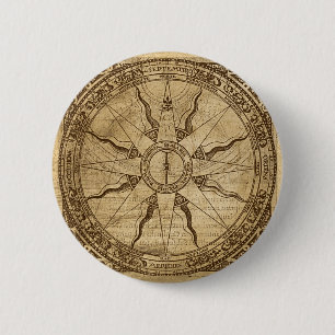Old Compass Rose 6 Cm Round Badge