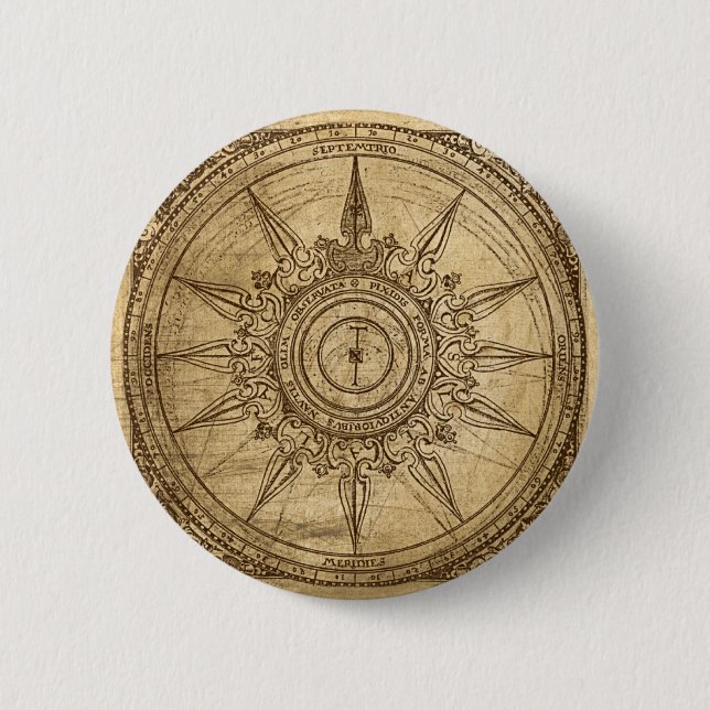 Old Compass Rose 6 Cm Round Badge (Front)