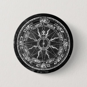 Old Compass Rose (B&W) 6 Cm Round Badge