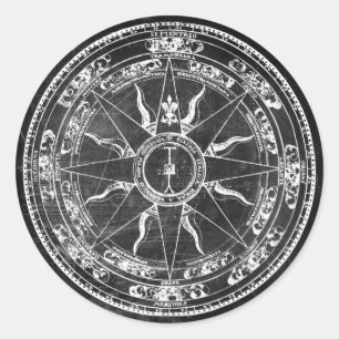 Old Compass Rose (B&W) Classic Round Sticker