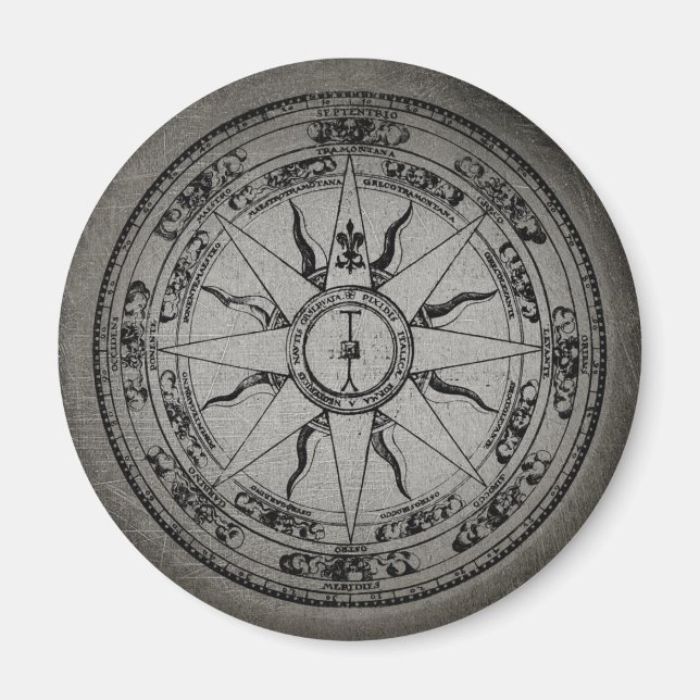 Old Compass Rose (B&W) Magnet (Front)