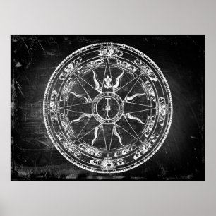 Old Compass Rose (B&W) Poster