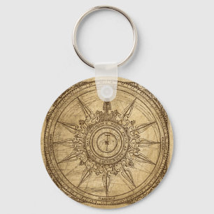 Old Compass Rose Key Ring
