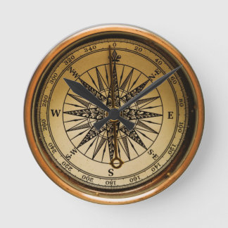 Old Compass Round Clock