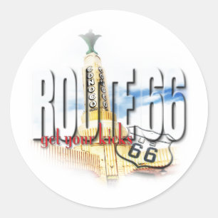 Old Conoco Gas Station, Texas - Route 66 Classic Round Sticker