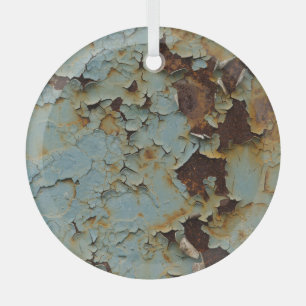 Old, corroded rusty metallic background. glass tree decoration
