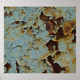 Old, corroded rusty metallic background. poster
