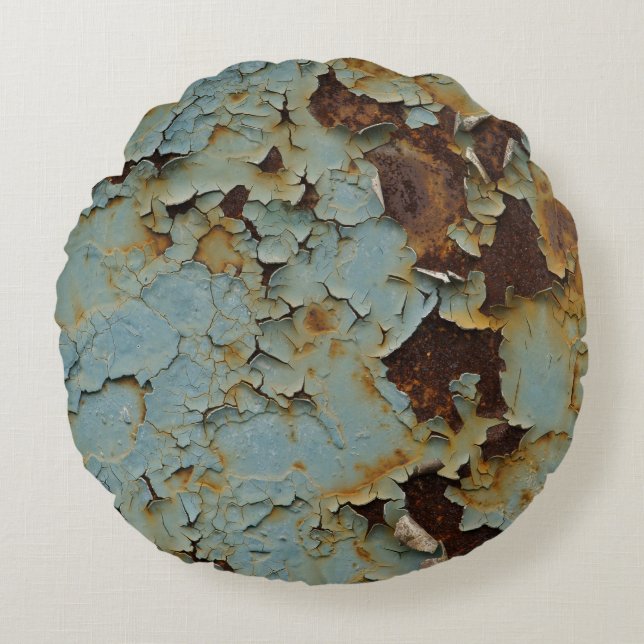 Old, corroded rusty metallic background. round cushion (Front)