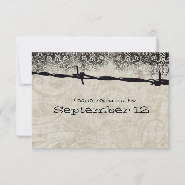 Old Country Barbed Wire rsvp Card (Front)