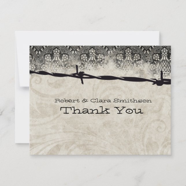 Old Country Barbed Wire Thank You Card (Front)
