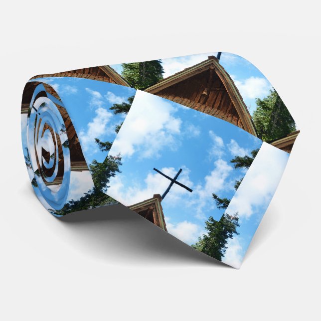 Old Country Church, Vintage Wood Siding,  Tie (Rolled)