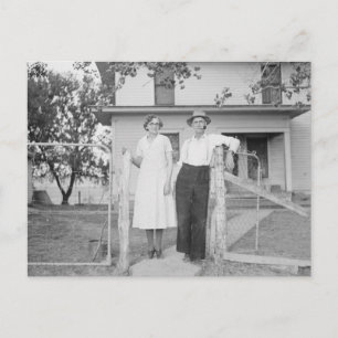 Old Country Home and Family Postcard