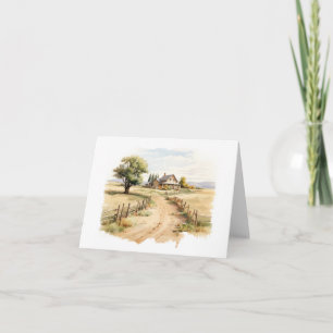 Old Country Lane with Old Farm House BLANK Card