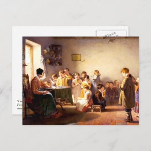 Old Country School Painting Fine Art Postcard